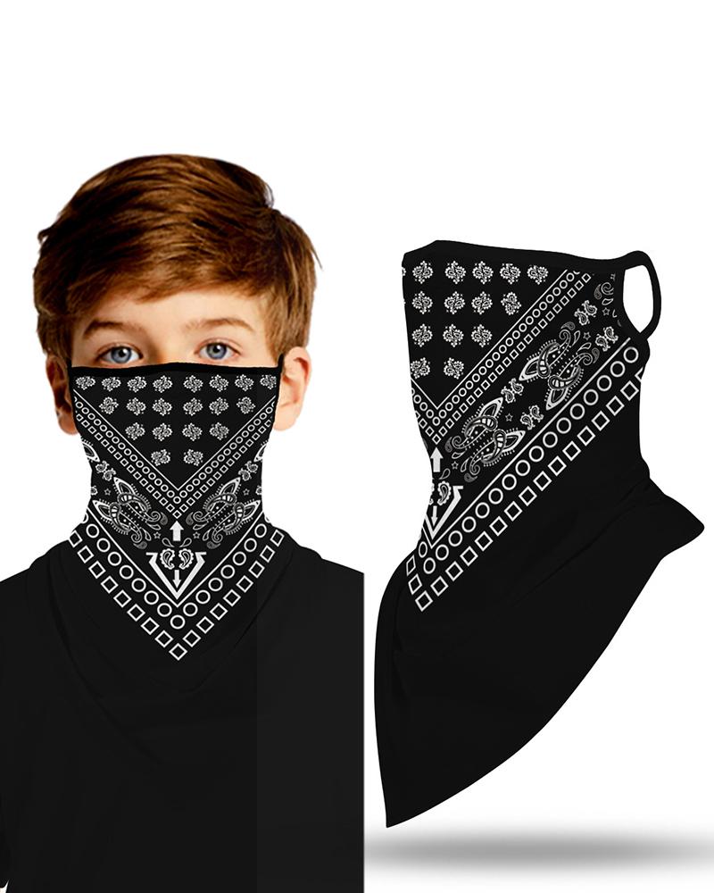 

Print Breathable Ear Loop Face Cover Windproof Outdoors For Children, Black