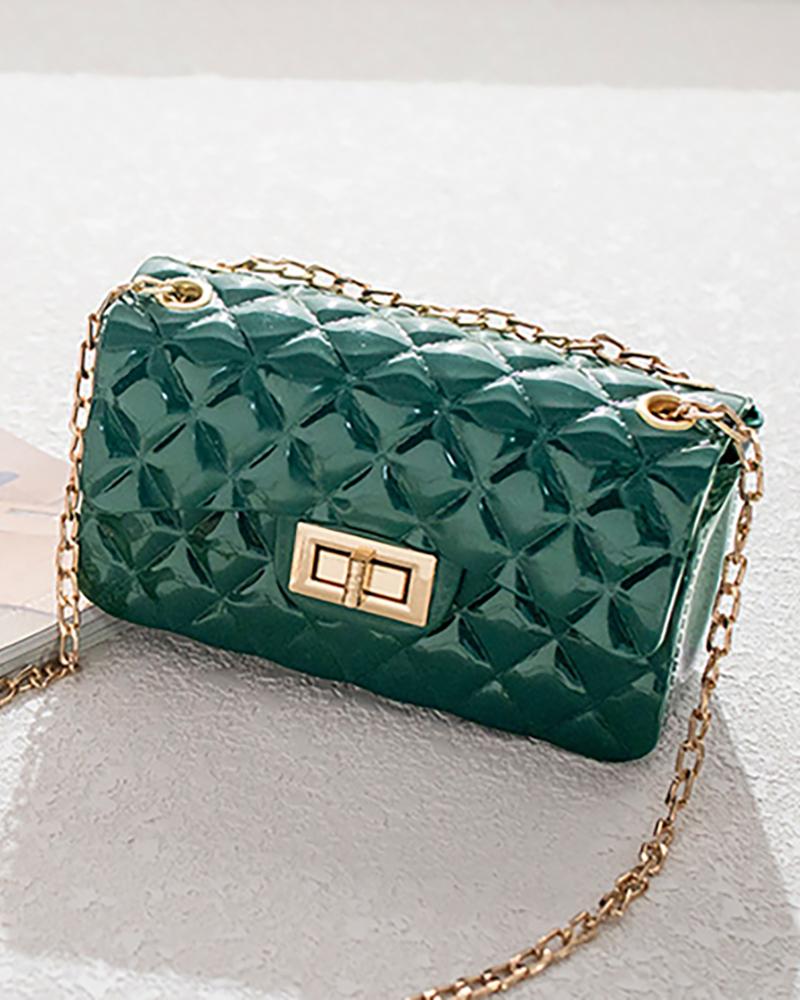 Quilted Twisted Lock Chain Crossbody Bag