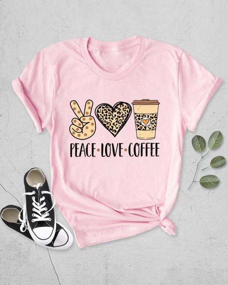 

Mixed Print Short Sleeve Cotton T-Shirt, Pink