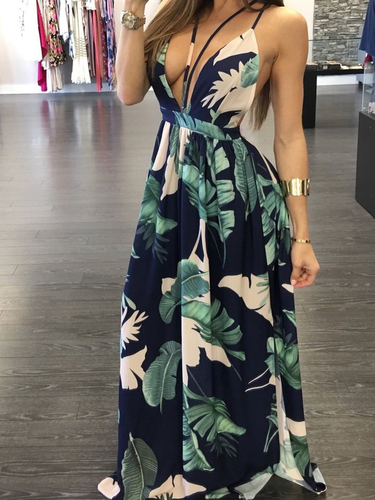 deep v floral maxi dress