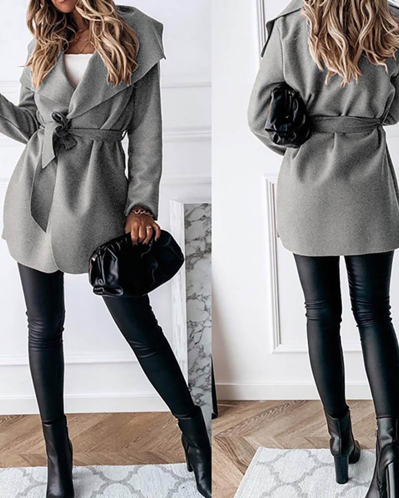 

Long Sleeve Solid Casual Cardigan, Gray