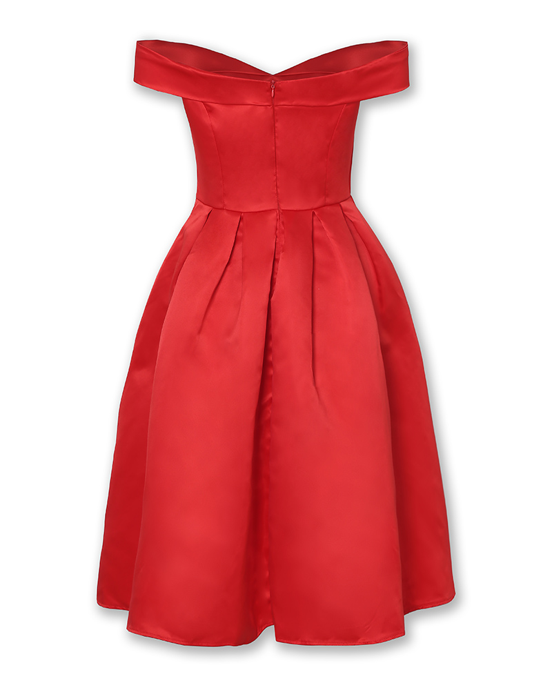 sweetheart neck off shoulder pleated party dress