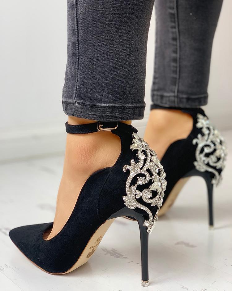 pointed heels with ankle strap