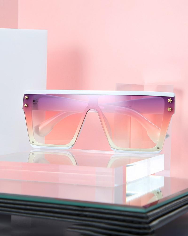 

Star Pattern Big Square Frame Sunglasses, Pink
