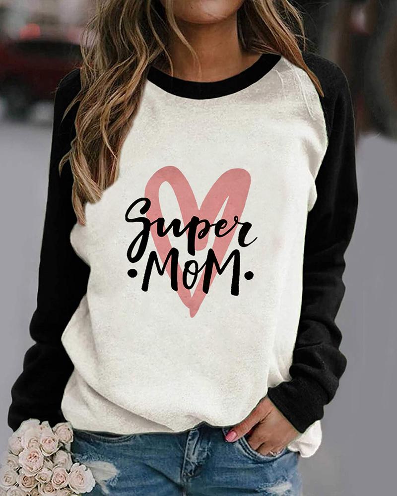 

Heart Print Long Sleeve T-shirt, White