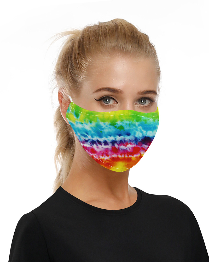 

Tie Dye Print Mouth Mask Breathable Washable And Reusable With 2PCS Replaceable Filter, Multicolor