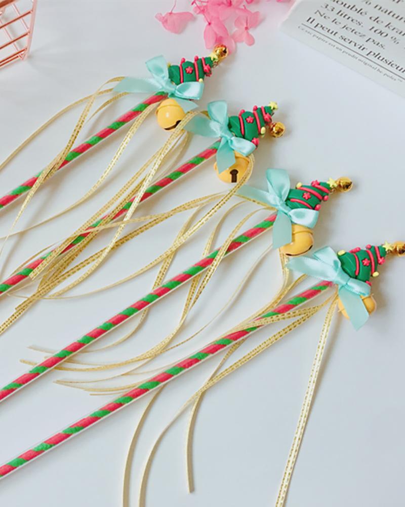 

Christmas Santa / Tree Pattern Cat Teaser Stick, Green
