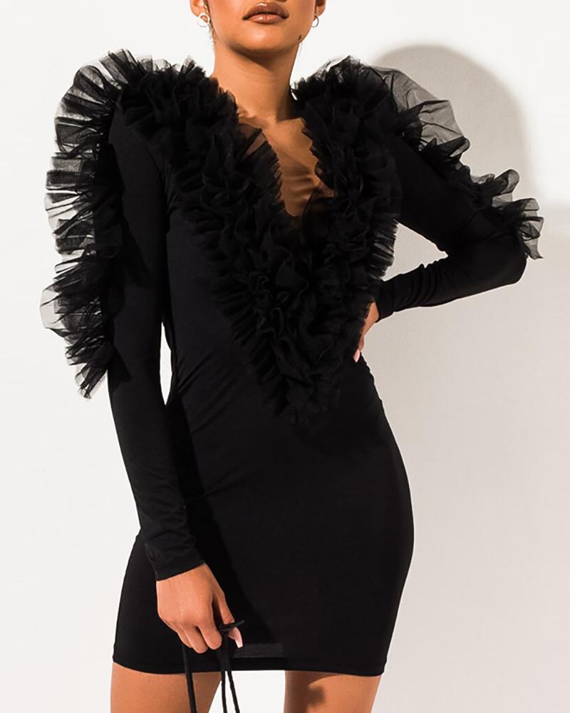 mesh insert bodycon dress