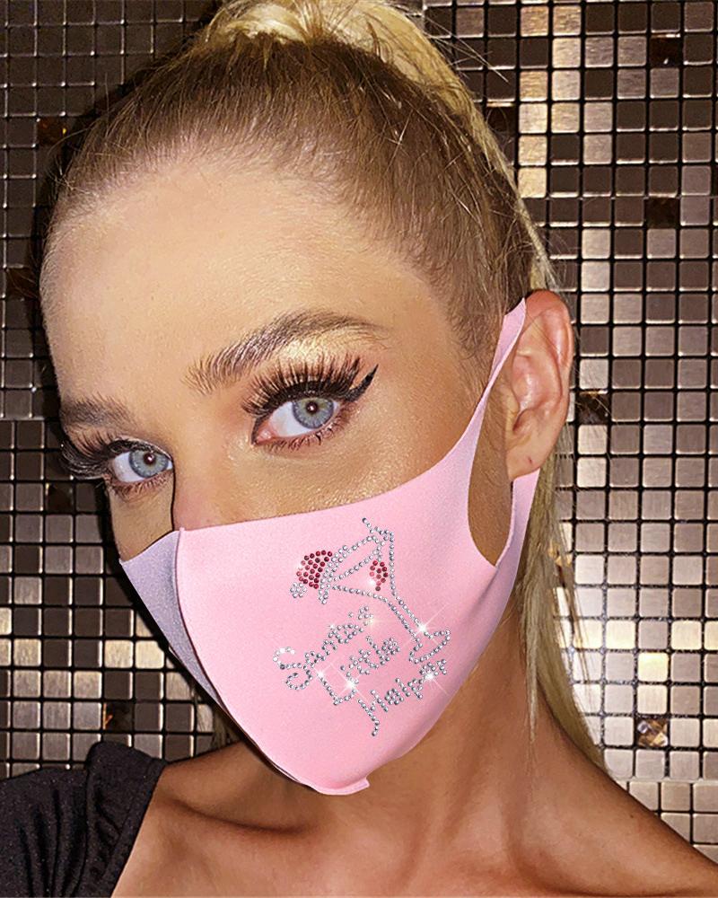 

Christmas Snowflake / Letter Pattern Studded Breathable Face Mask, Style3