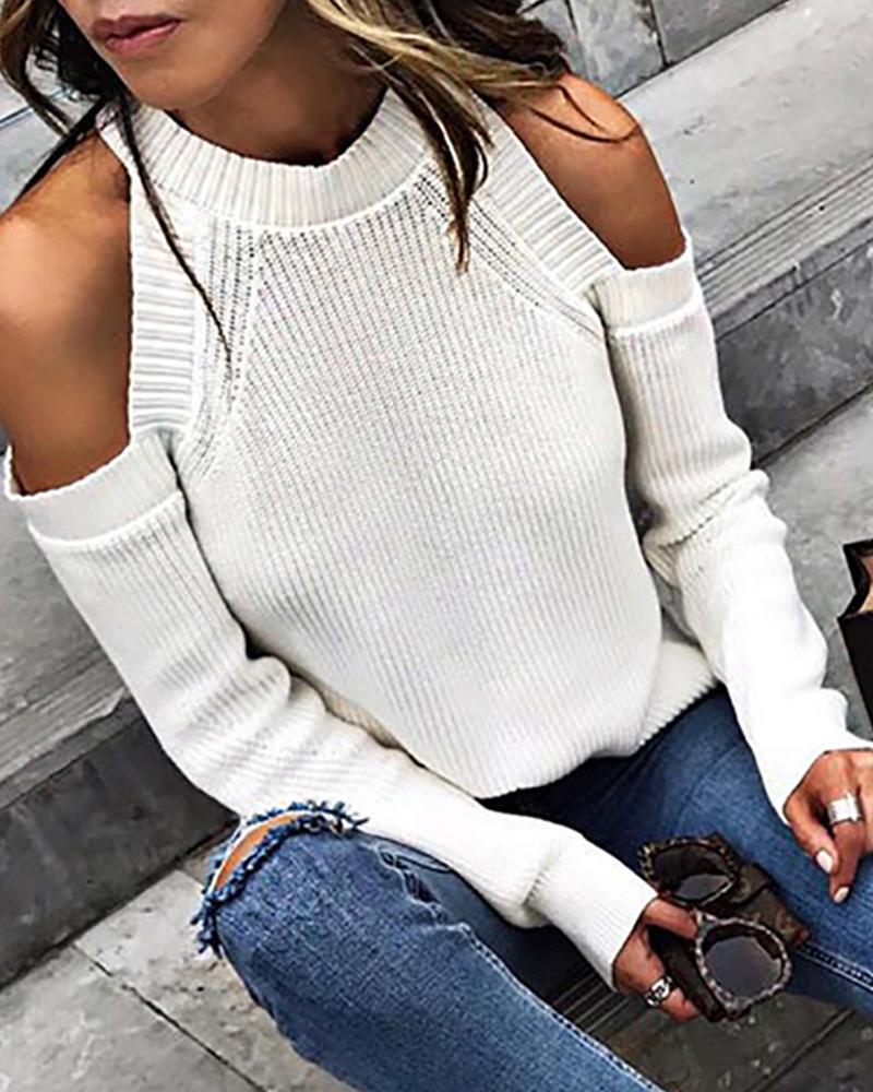 

White Cold Shoulder Sweater