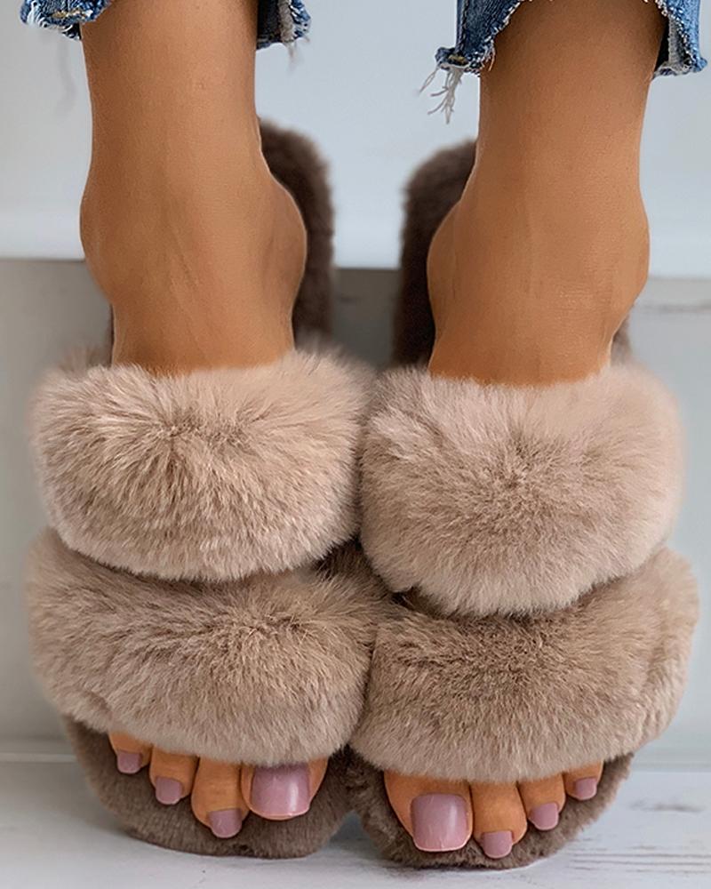 fluffy toe post slippers