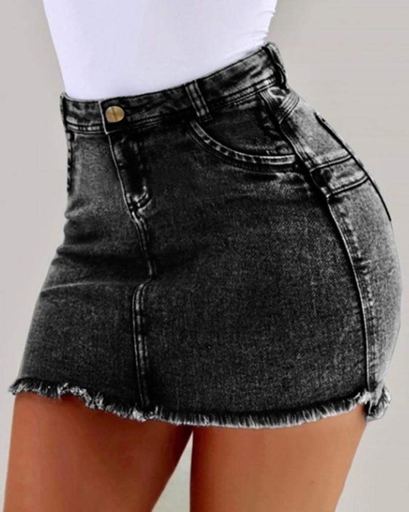 Denim High Waist Mini Skirt Online. Discover hottest trend fashion at