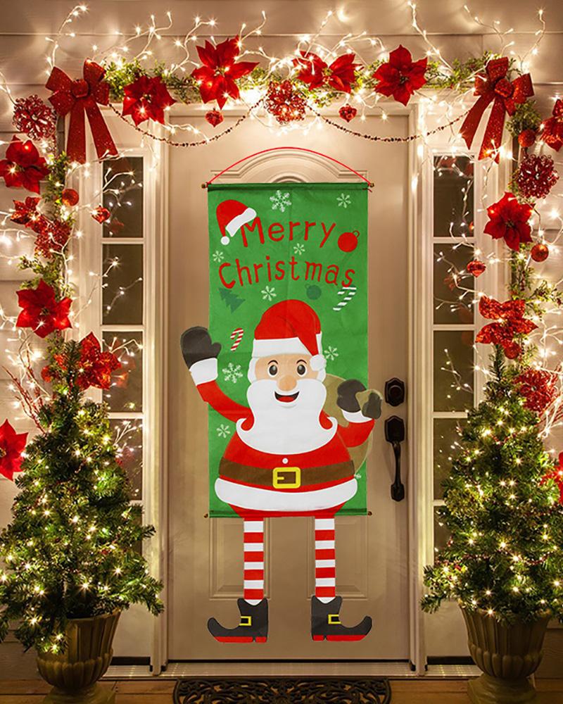 

1PCS Christmas Porch Door Banner Hanging Ornament, Green