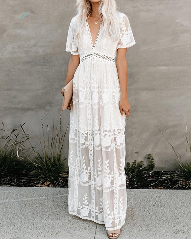 plunging neck maxi dress