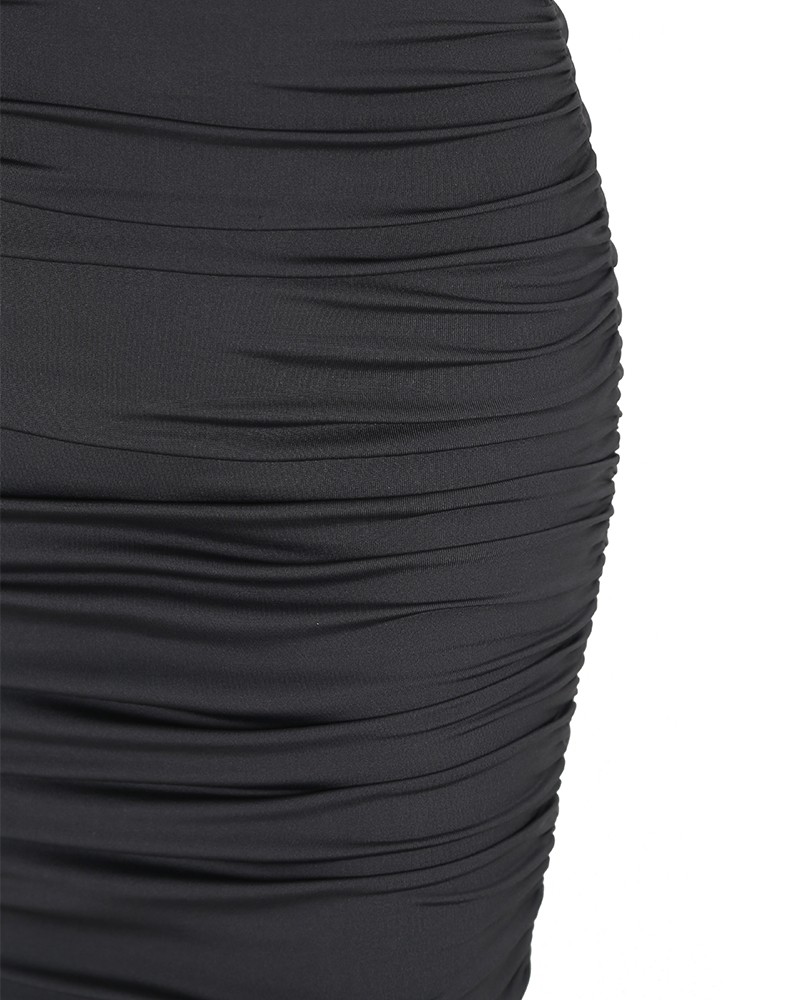 halter ruched design bodycon dress