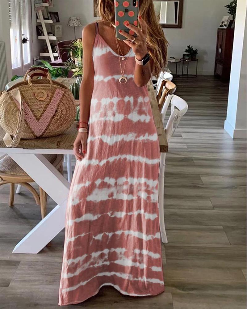 

Tie Dye Cami Maxi Dress, Red
