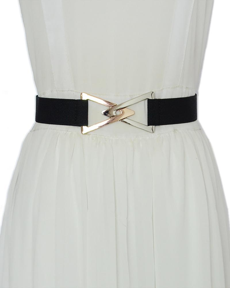 

Double Triangle Shaped Buckle Belt, Black