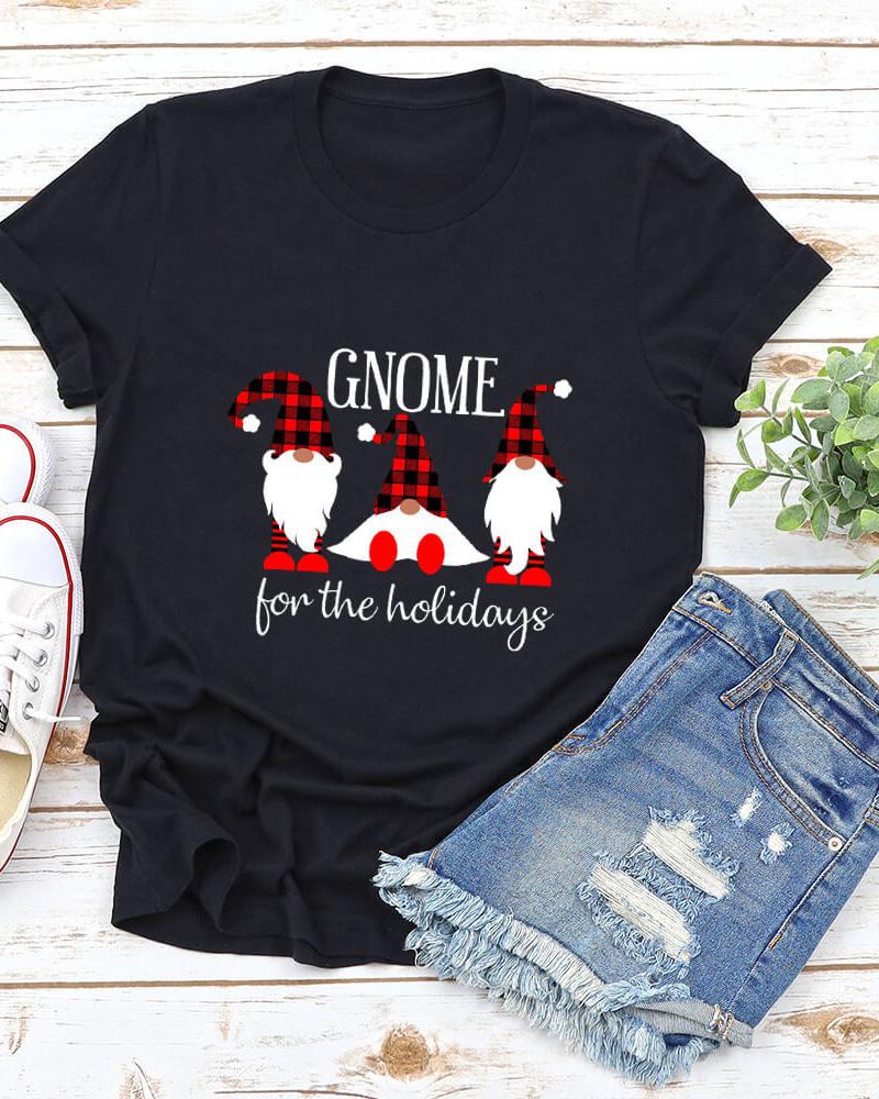 

Christmas Gnome SVG Print Short Sleeve T-shirt, Black