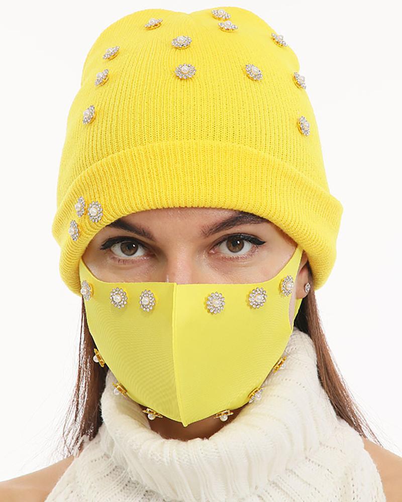 

Studded Cuffed Beanie With Face Mask, Style7