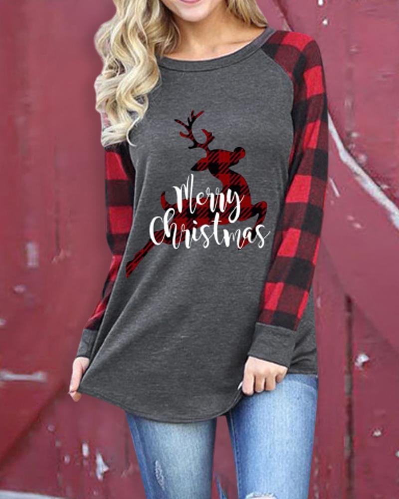 

Christmas Print Long Sleeve Casual Top, Style3