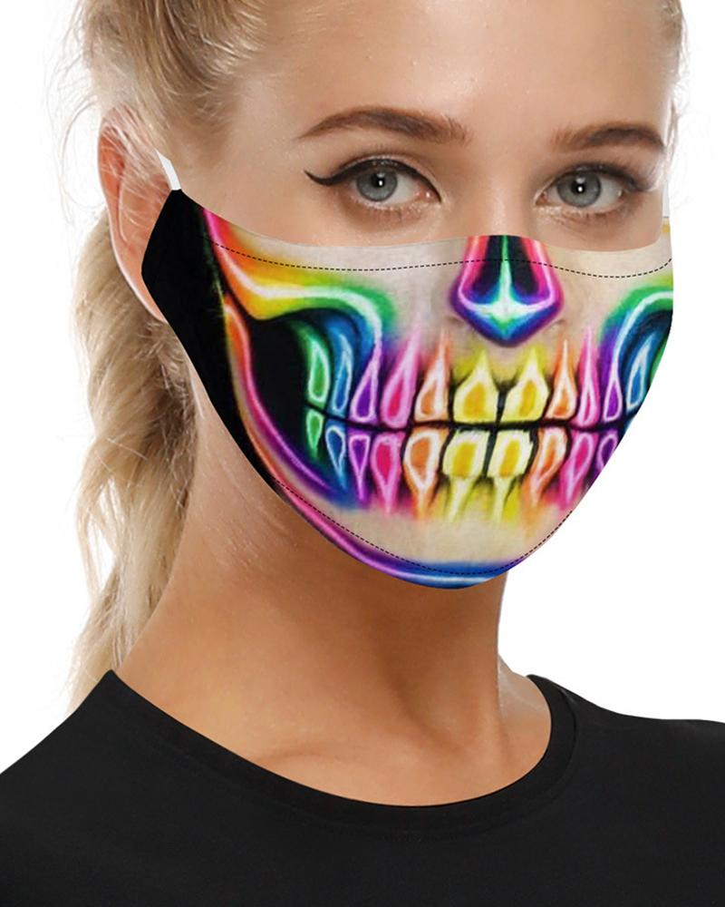 

Skull Print Breathable Mouth M .a. s. k Washable And Reusable With 2PCS Replaceable Filter, Style5