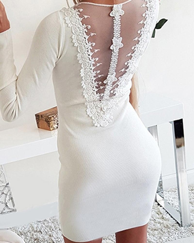 

V Neck Zipper Bodycon Mini Dress, White