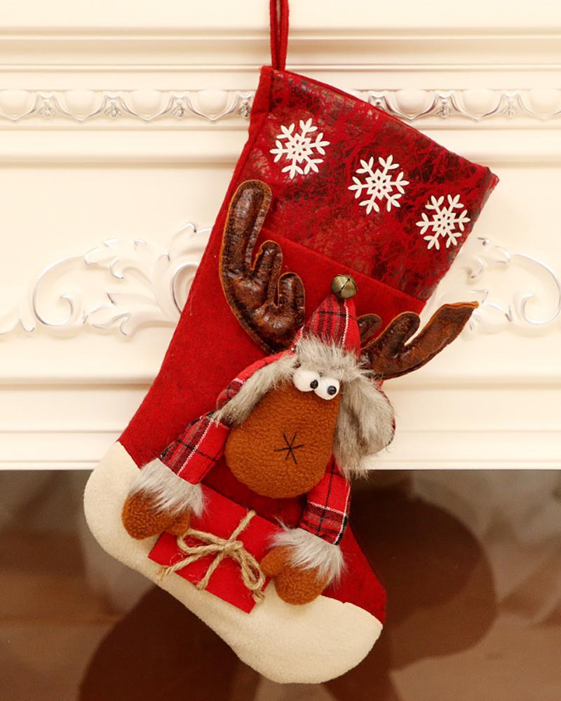 

Christmas Moose / Santa / Snowman Pattern Socks Ornaments, Style1