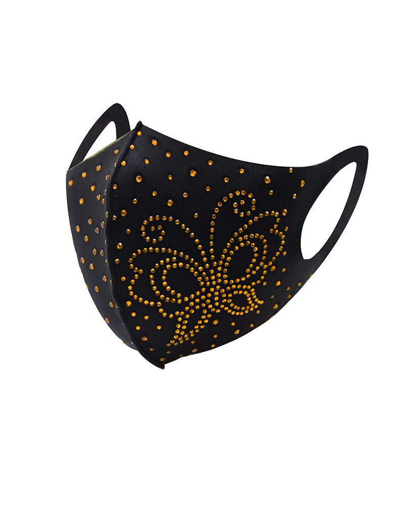 

Butterfly Pattern Studded Breathable Face Mask, Yellow
