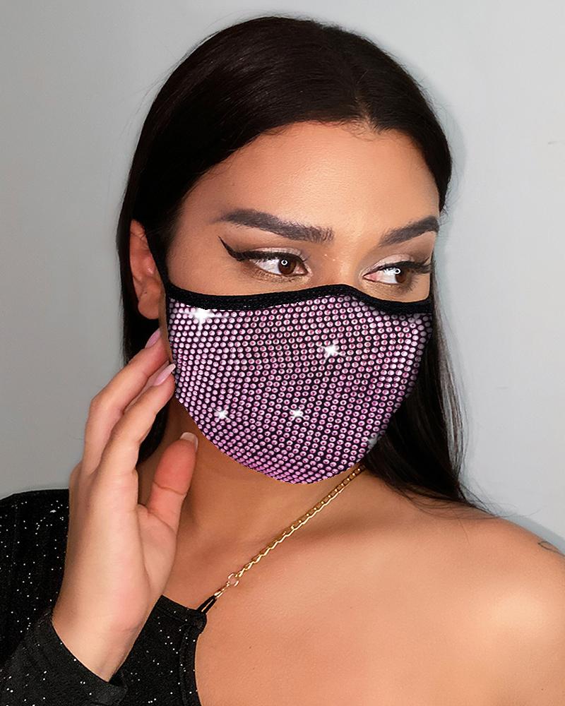 

Studded Colorblock Breathable Face Mask, Pink