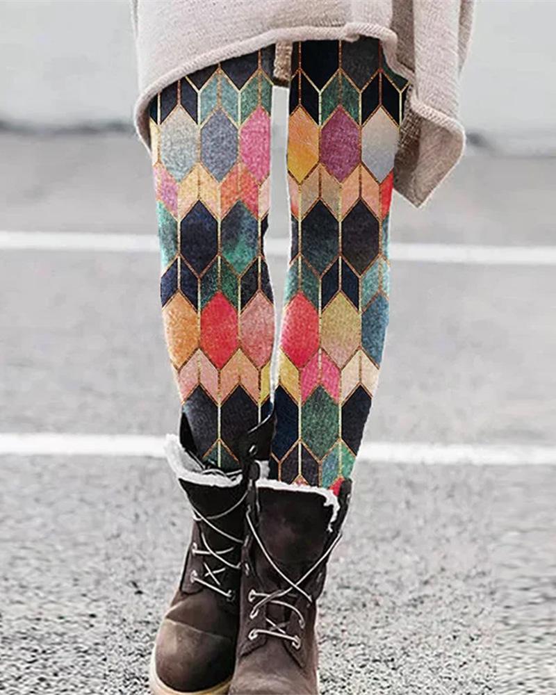 

Abstract Print Skinny Leggings, Multicolor
