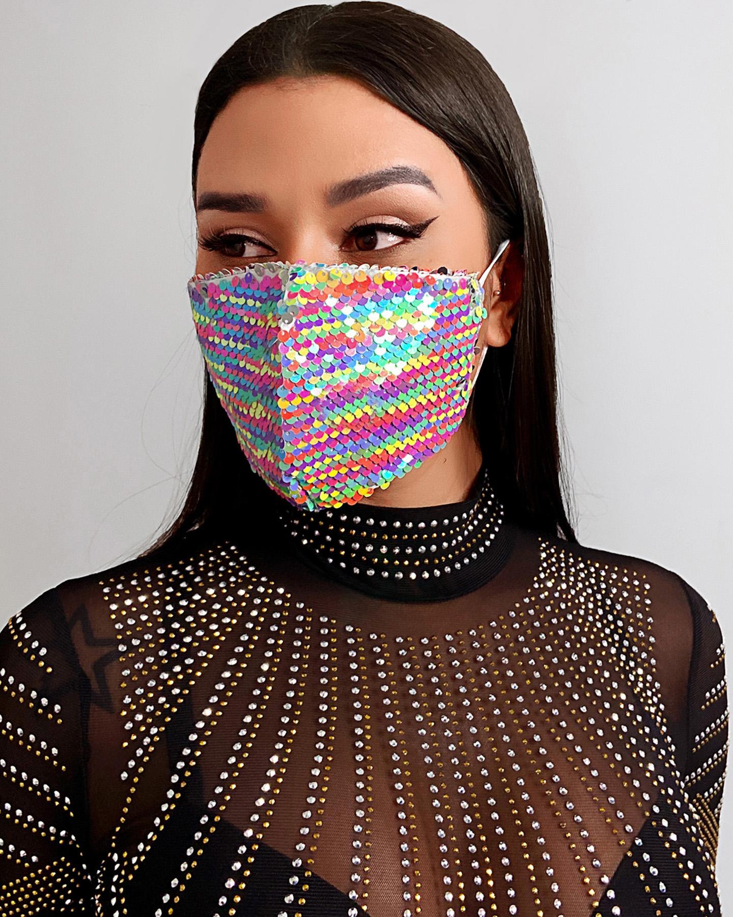 

Sequins Glitter Breathable Ear Loop Mouth Mask Reusable, Multicolor