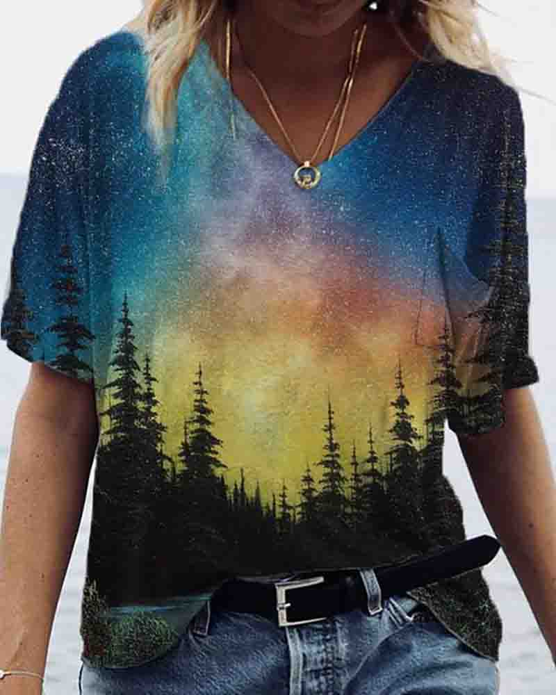 

Graphic Print Half Sleeve Casual T-shirt, Style4