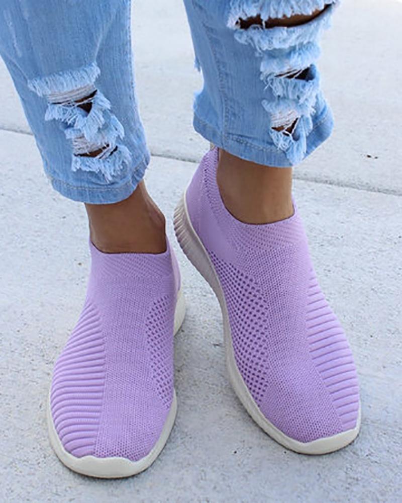 

Net Surface Breathable Knitting Shoes, Purple