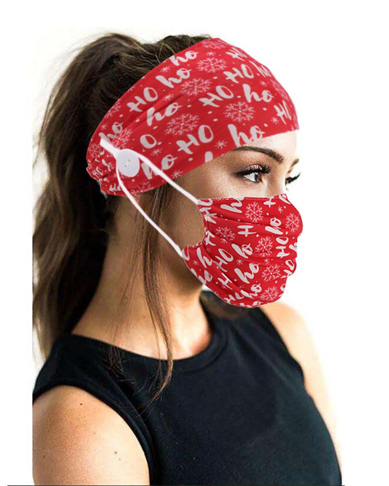 

Christmas Headband Elastic Facemask Holder With Mouth Mask, Red