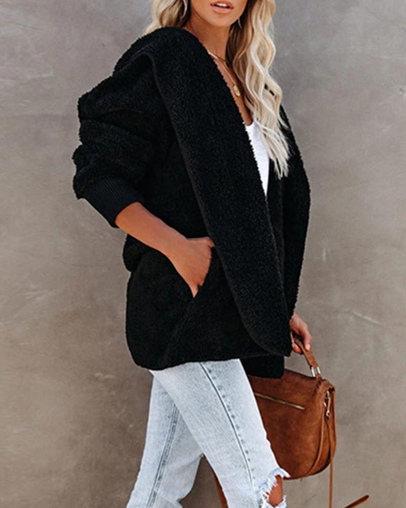 

Faux Shearling Shaggy Oversized Teddy Coats, Black