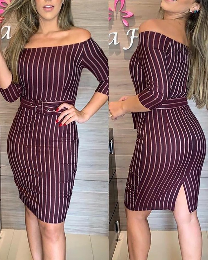 vertical striped bodycon dress