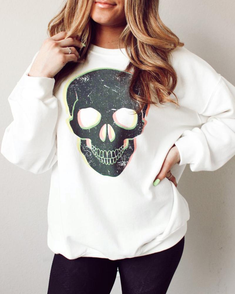 

Lip / Skull / Cheetah / Eyelash Print Casual Sweatshirt, Style2