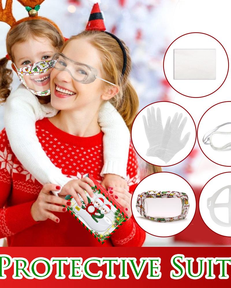 

Christmas Print Protective Set(2*Gloves+2*Face Mask+1*Goggles+2*Face Mask Holder+10*Face Mask Pads, Multicolor