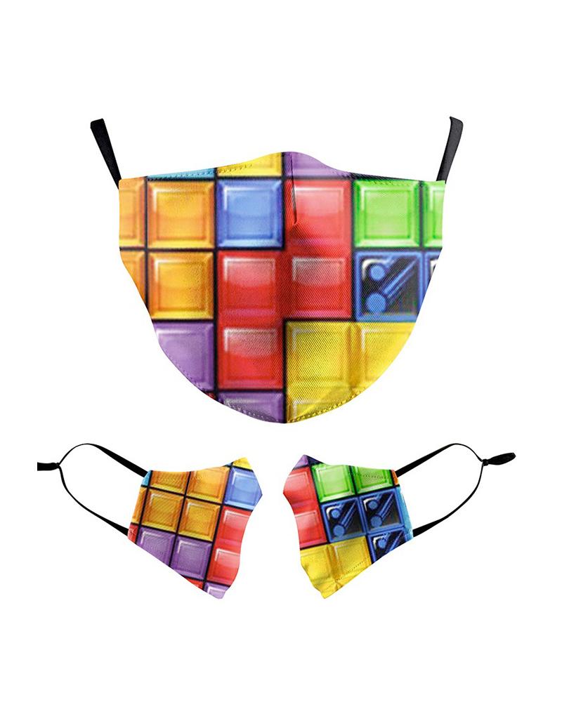 

Cartoon Print Colorblock Breathable Face Mask, Multicolor