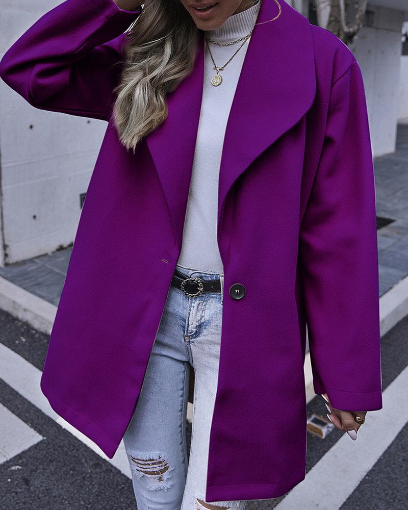 

Plain Long Sleeve Casual Coat, Purple