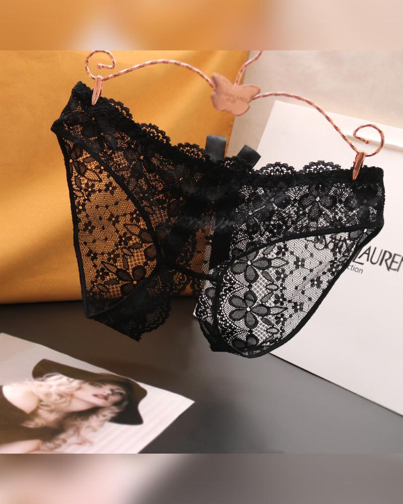 

Solid Lace Skinny Panties, Black