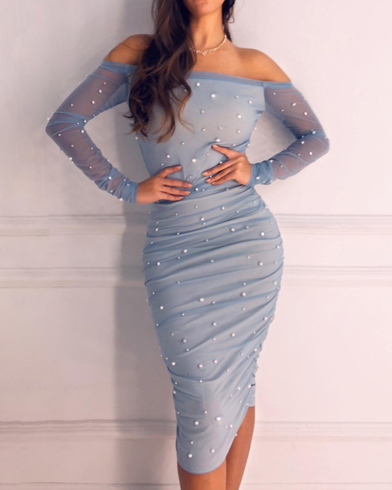 off shoulder ruched bodycon dress