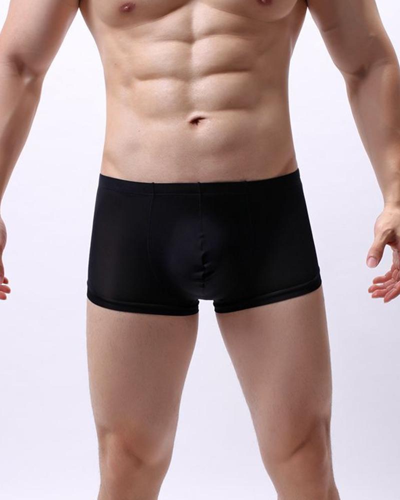 

Solid Color Low Waist Skinny Silk Underpants, Black