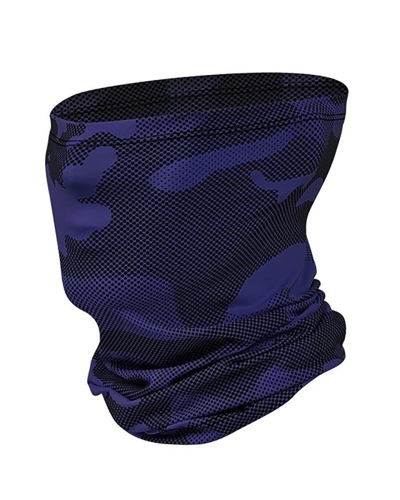 

Camouflage Print Breathable Face Bandana Headwrap, Dark blue