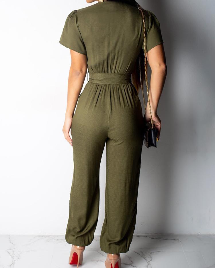 short sleeve casual jumpsuit
