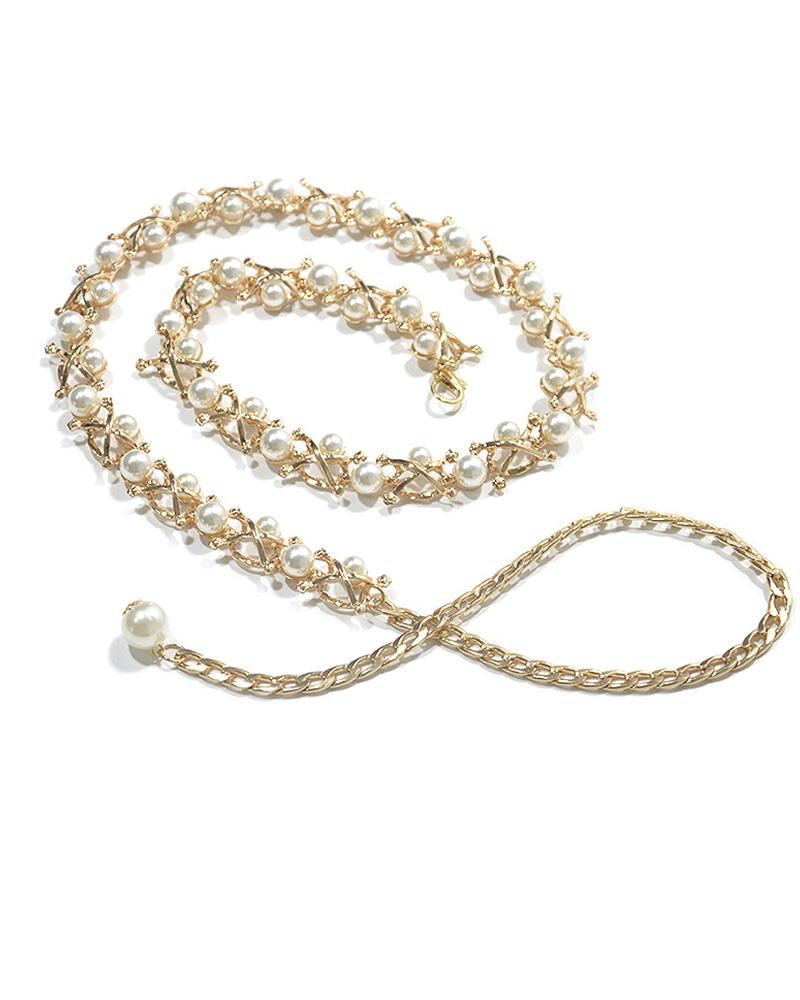 

Beaded Metallic Belly Dancer Waist Chain Belt, Gold