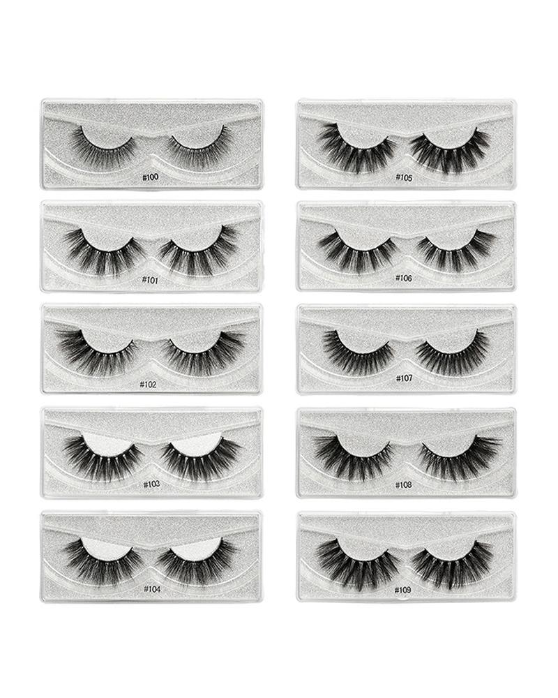 

10 Pairs Natural False Eyelashes, Silver