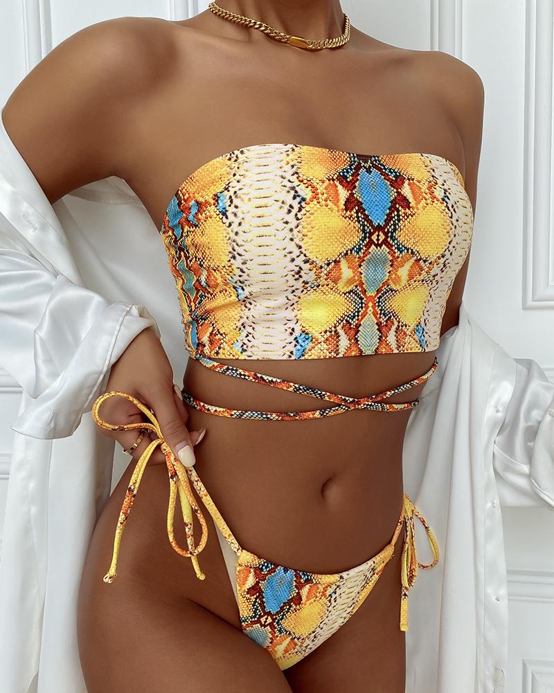 

Halter All Over Print Bikini Set, Multicolor