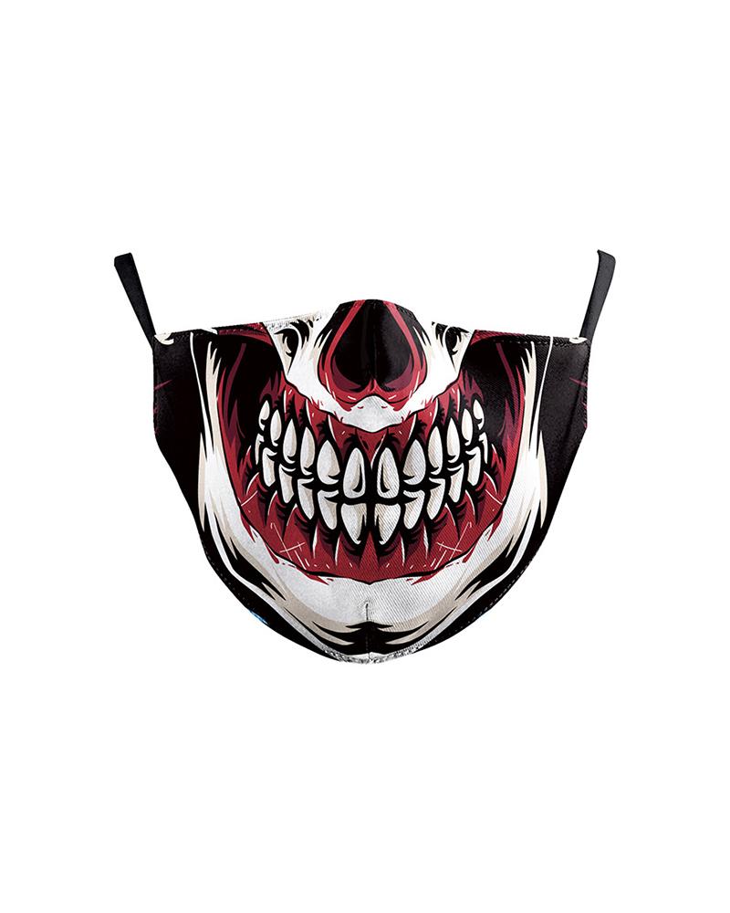 

Mouth Skull Print Colorblock Breathable Face Mask, Red