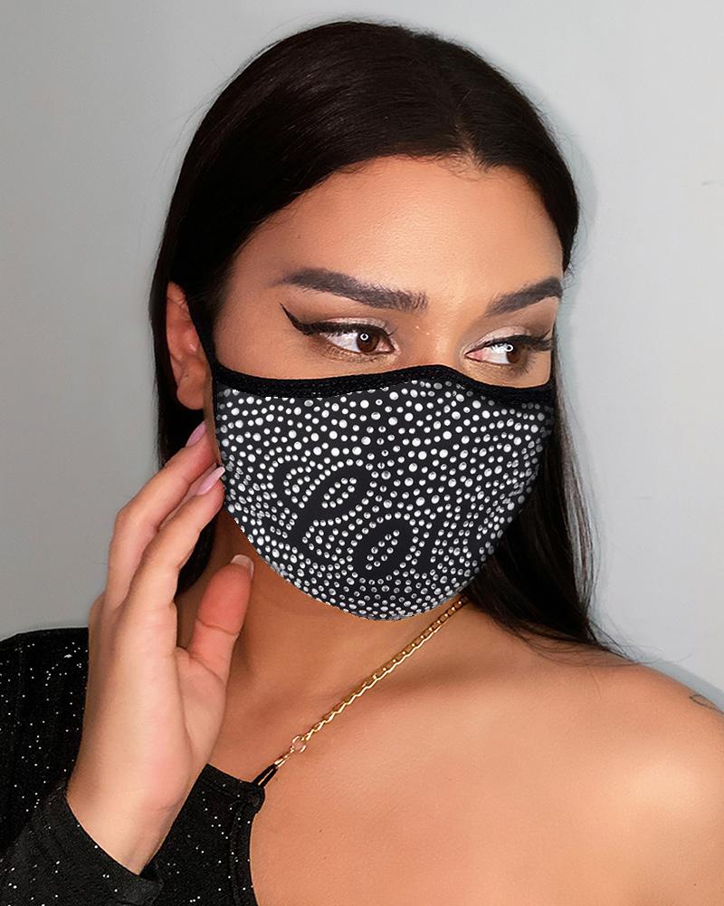 

Letter Pattern Studded Breathable Face Mask, Style6